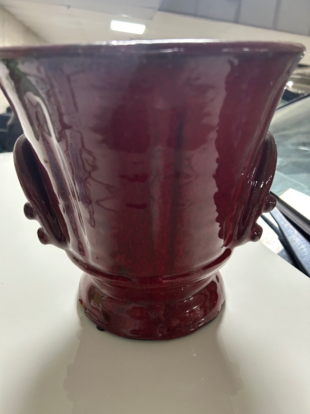 Red ceramic planter